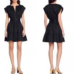 Sandro Amethyste Cotton Ruched Mini Dress, Black size 40 8 medium